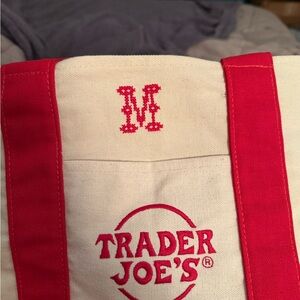Custom Trader Joe's Red & Cream Canvas Tote